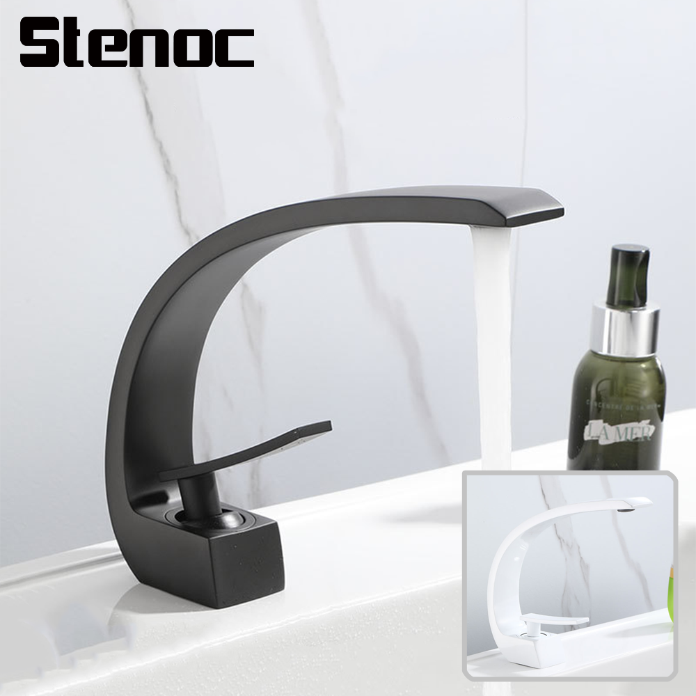 Silicone Tap Washer - Zwart/Wit Curve Ontwerp Wastafelkranen Badkamer Water